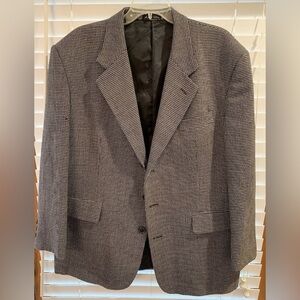 Zagato Sport Coat Mens 42S Black Wool Houndstooth 3 Button Ventless